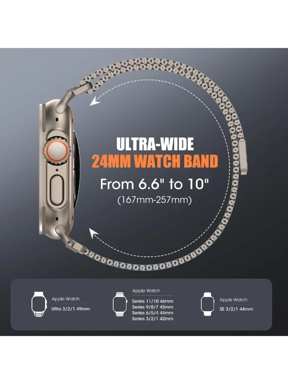Stylish Milanese Loop Band for Apple Watch, Adjustable Stainless Steel Mesh